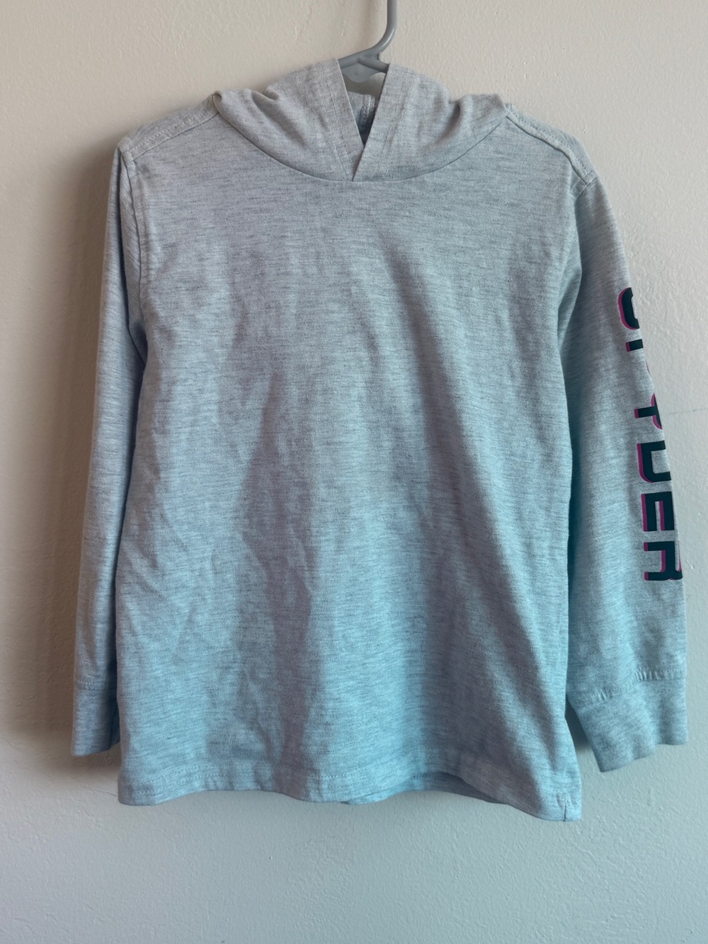 Spyder Light Gray Kids Hooded Long-Sleeve Top with Sleeve Logo